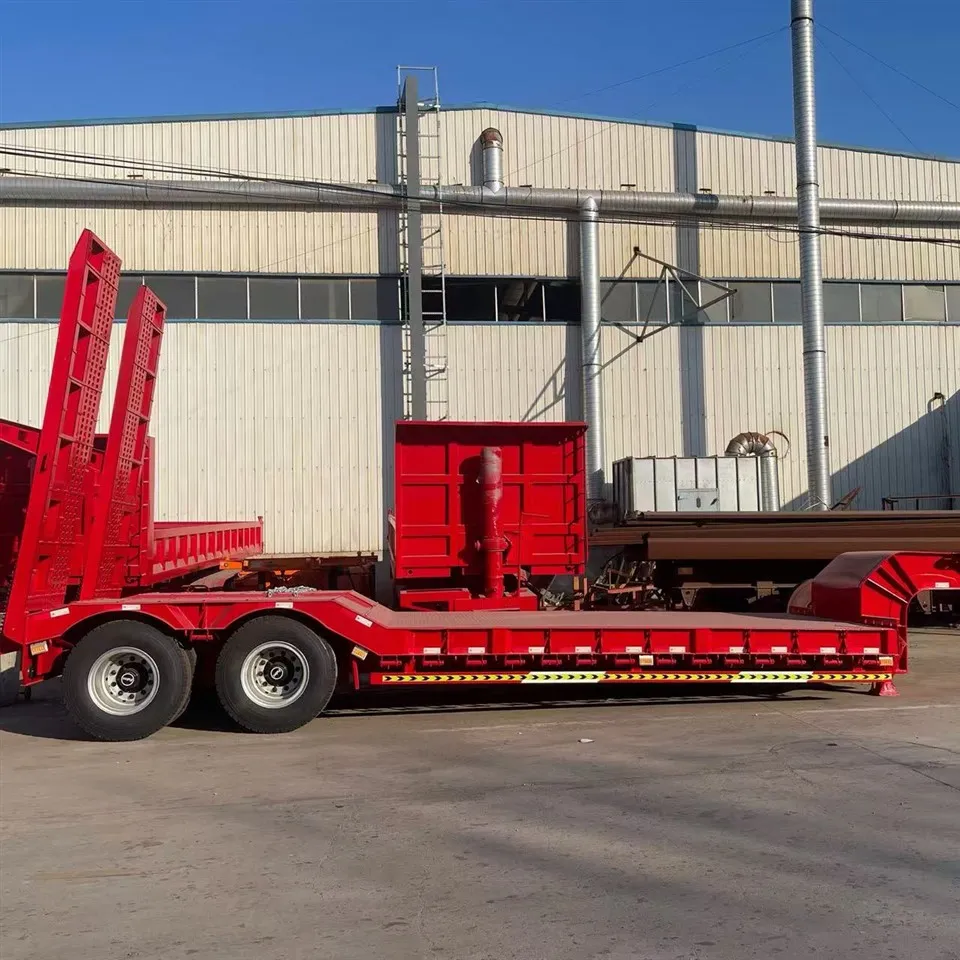 Hoobkas 3 Qag 70 Tuj 40 ft 40 Tuj Loader Extendable 50 Tons Hydraulic Siv Lowbed Truck Lowboy Lowbed Semi Trailer Kev muag khoom